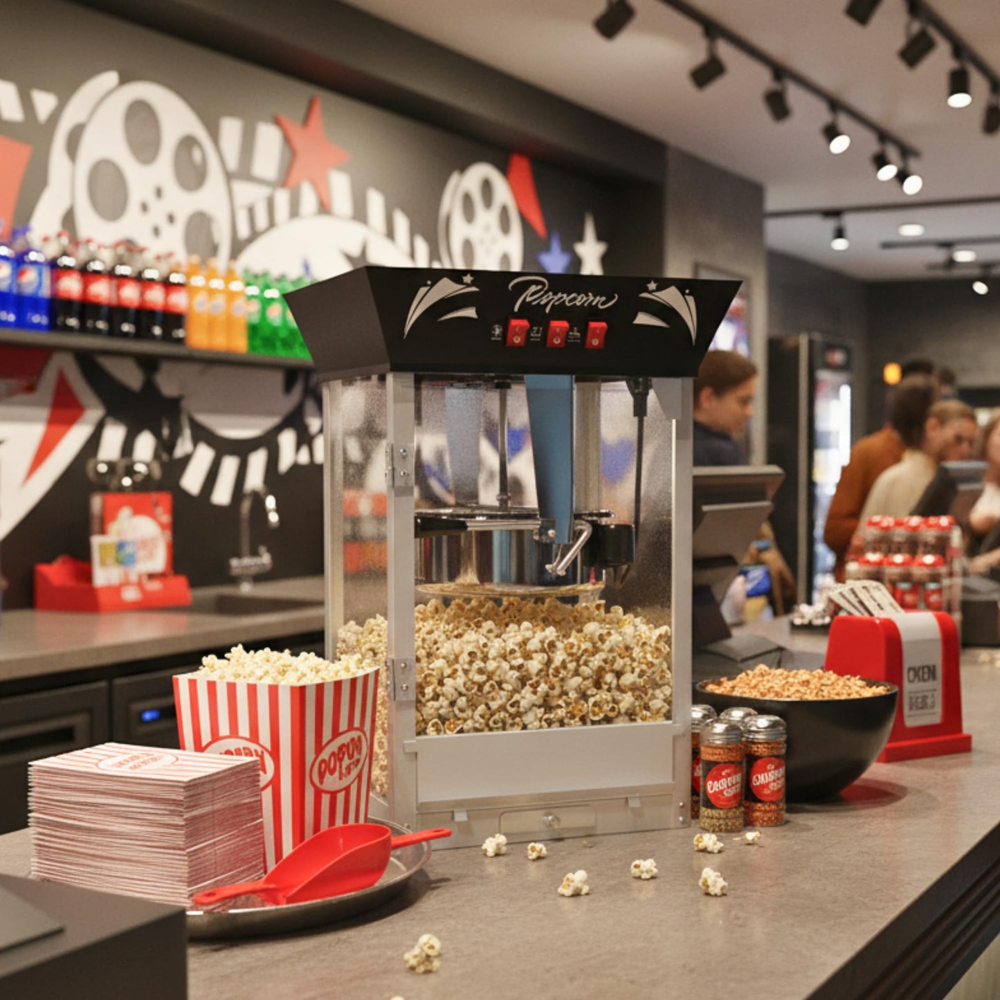 Commercial Popcorn Machine: Countertop Popper with Tempered Glass & Warming Deck