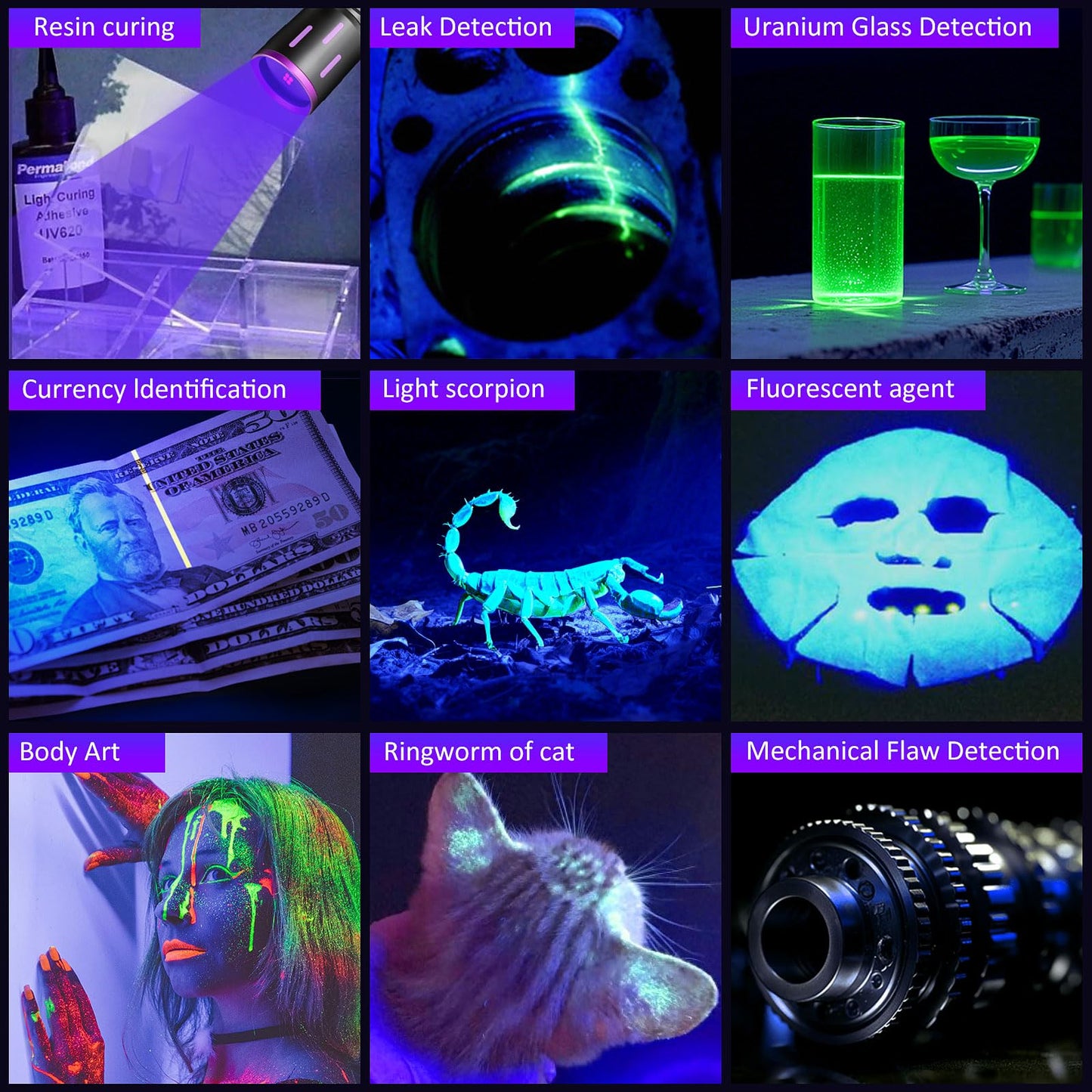 XLENTGEN 365NM UV Flashlight for Antique and Coin Detection