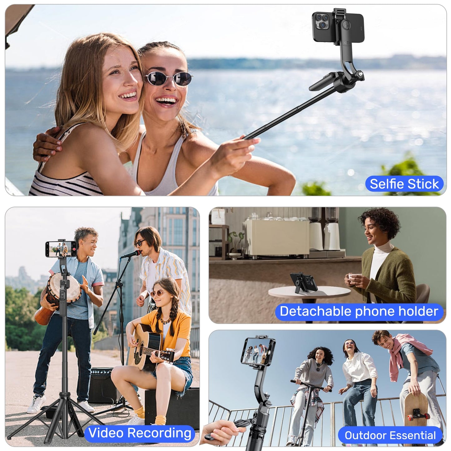 Auto Face Tracking Selfie Stick Tripod for iPhone with Light,360 Rotation Follows Your Movement