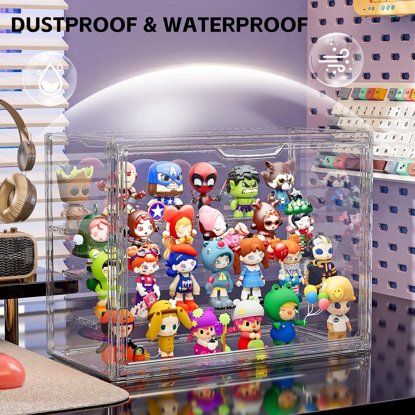 MSHOMELY Acrylic Display Case for Collectibles, 4-Tier Stackable