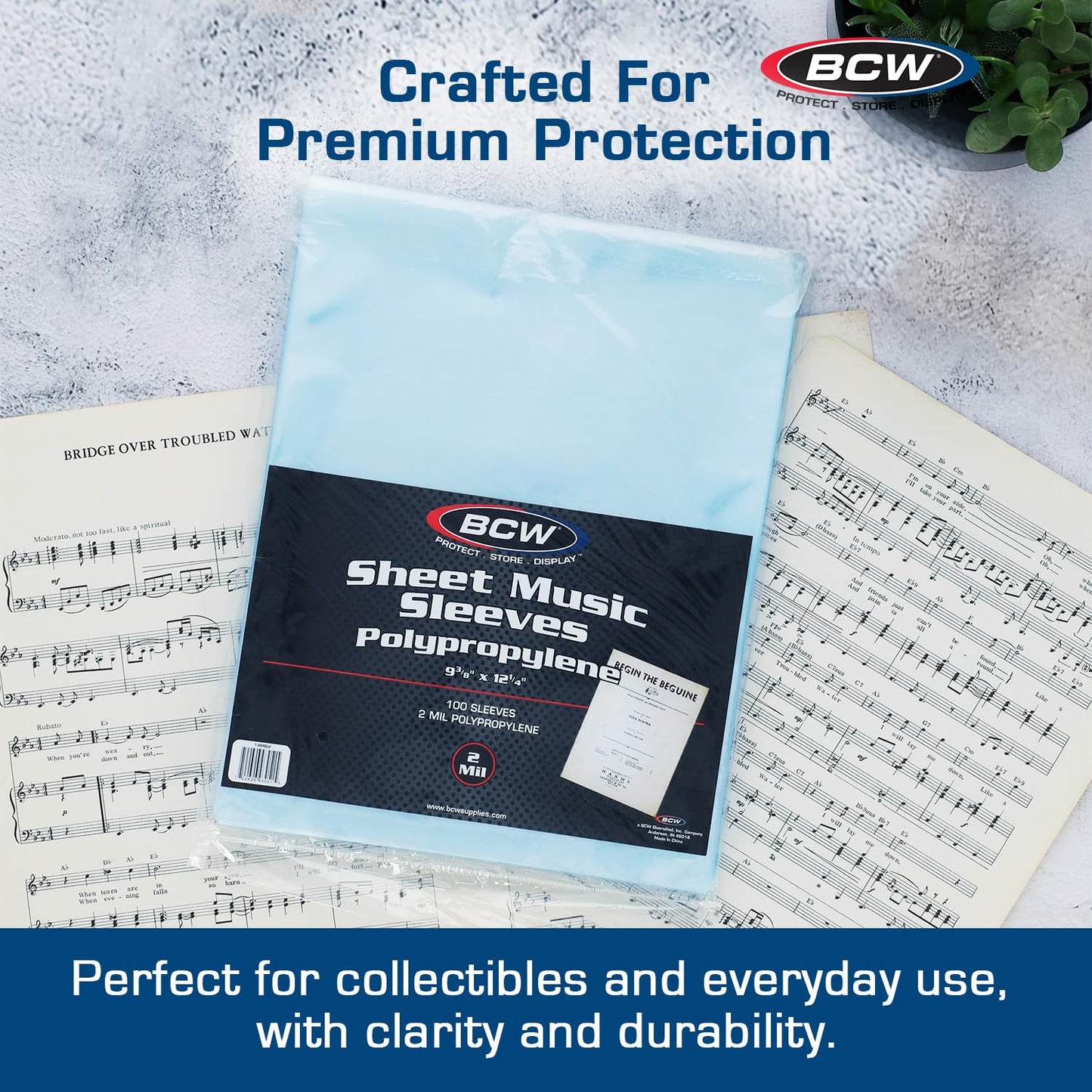 BCW Sheet Music Sleeves - Archival Quality, 100 Pack, 9 3/8x12 1/4 in