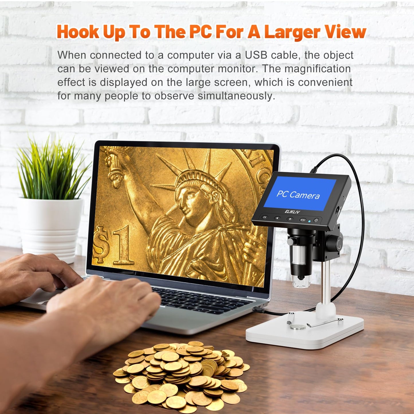 Elikliv 1000x Digital Coin Microscope with LCD Screen