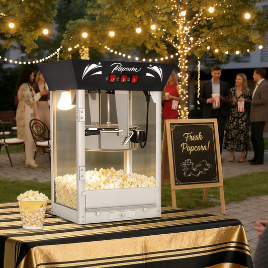 Commercial Popcorn Machine: Countertop Popper with Tempered Glass & Warming Deck