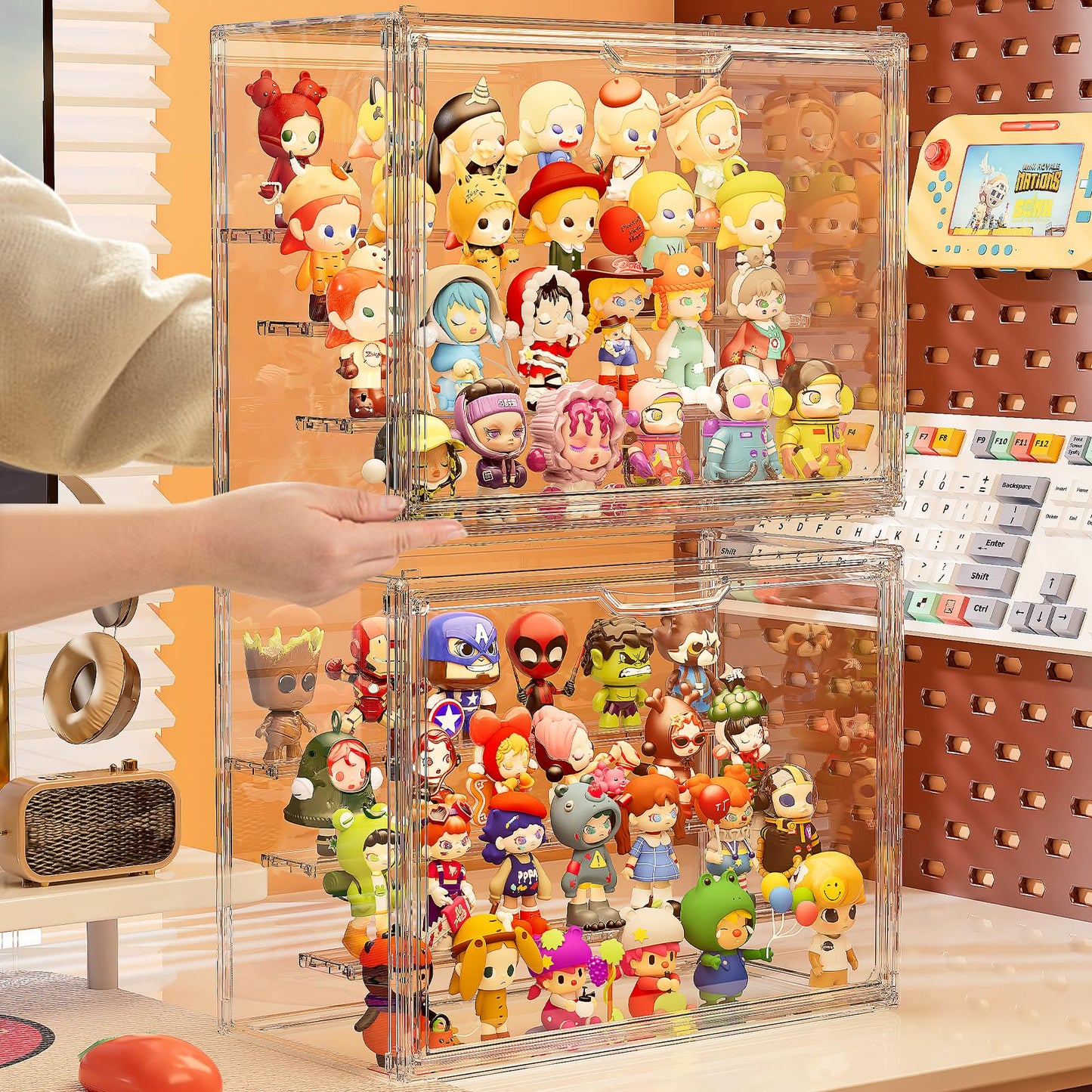 MSHOMELY Acrylic Display Case for Collectibles, 4-Tier Stackable