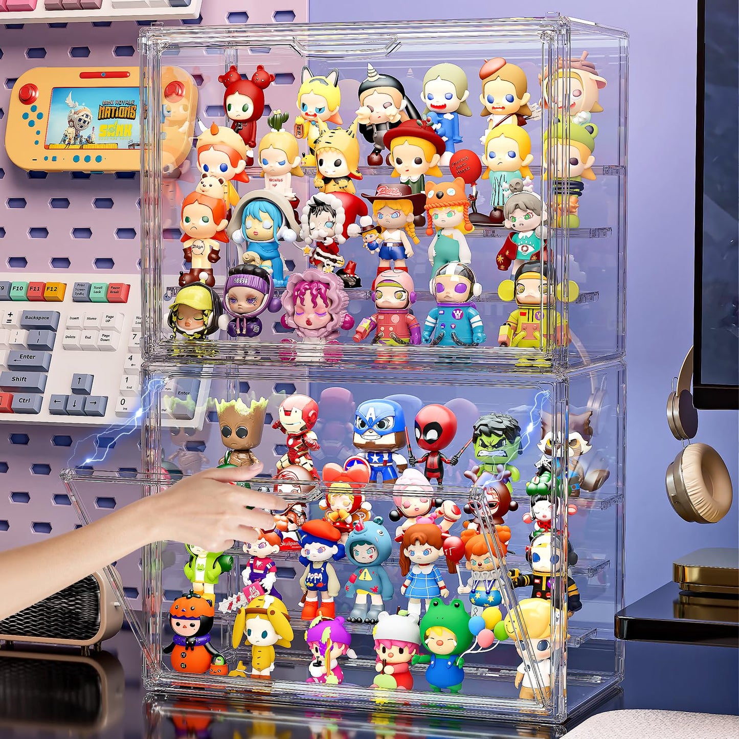 MSHOMELY Acrylic Display Case for Collectibles, 4-Tier Stackable