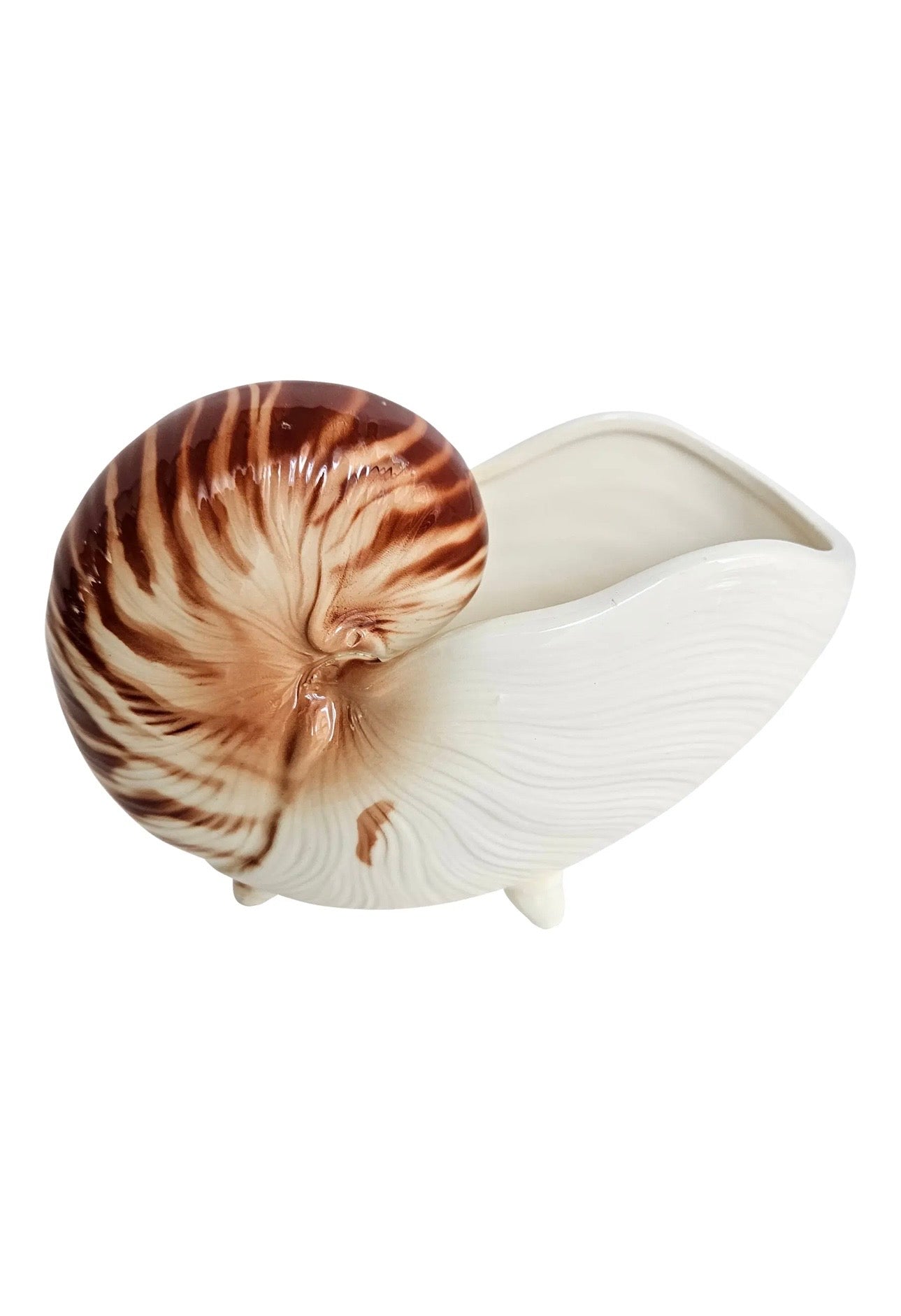 Fitz and Floyd Ceramic Nautilus Shell Footed Bowl - FREE SHIPPING